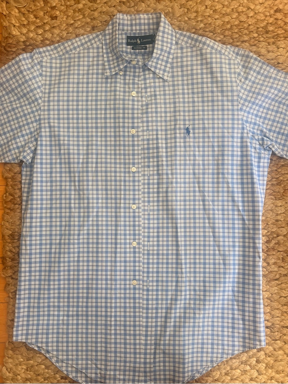 Ralph Lauren Blue and White Gingham Button-Down Shirt